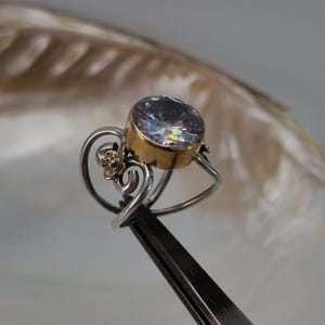 Cubic Zircon Silver Ring, Solitaire CZ Silver Ring, CZ Zircone Ring, Statement Ring, anxiety ring, goth ring, cubic zirconia ring image 4