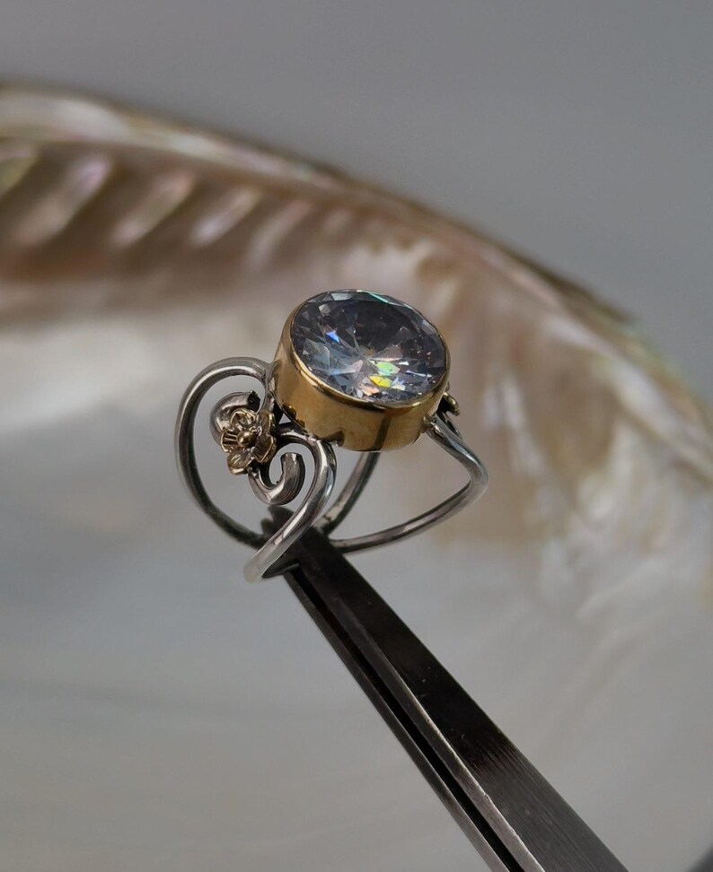 Cubic Zircon Silver Ring, Solitaire CZ Silver Ring, CZ Zircone Ring, Statement Ring, anxiety ring, goth ring, cubic zirconia ring image 4