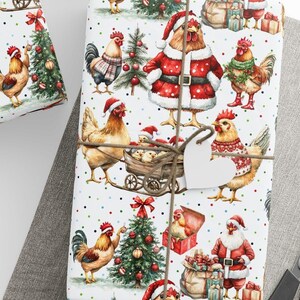 Chicken Wrapping Paper, Chicken Holiday Gift Wrap, Christmas Chicken Wrapping Paper, Chicken Eco-Friendly Wrapping Paper Roll image 5