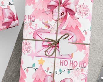 Snake Wrapping Paper, Pink Snake Christmas Eco-Friendly Wrap, Coquette Snake Christmas Wrapping Paper, Snake Christmas Wrapping Paper