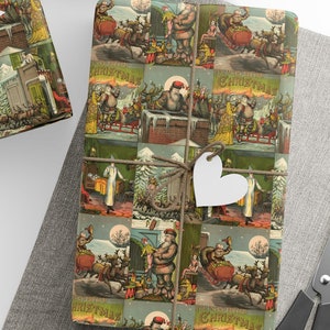 Carta da regalo vintage per Natale, carta da regalo per la notte prima di Natale, rotolo di carta da regalo vintage per regali di Babbo Natale