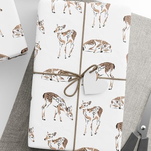Carta da regalo Boho Deer, rotolo di carta da regalo minimalista Baby Deer, rotolo di carta da regalo Boho Animal