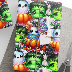 Carta da regalo fantasma, rotolo di carta da regalo ragno, rotolo di carta da regalo verde di Halloween, carta da regalo carina per bambini di Halloween