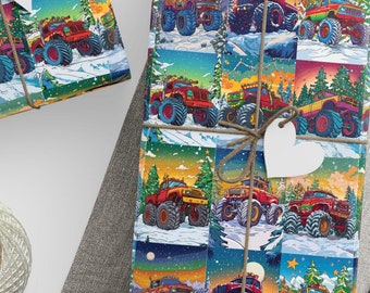 Monster Truck Wrapping Paper, Monster Truck Gift Wrap, Monster Truck Eco-Friendly Gift Wrap, Monster Truck Christmas Wrapping