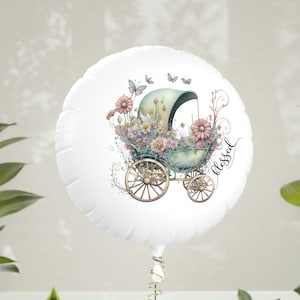 Baby Stroller Mylar Helium Balloon, Baby Shower Gift Stroller Balloon, Fantasy Stroller Balloon, Blessed Stroller Balloon