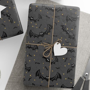 Carte da regalo per pipistrelli, rotolo di carta da regalo per regali di pipistrelli di Halloween, rotolo di carta da regalo per regali di compleanno di pipistrelli