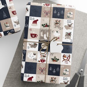 Carta da regalo per l'Avvento di Natale, Rotolo di carta da regalo per regali dell'Avvento, Rotolo di carta da regalo di Natale