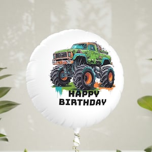 Happy Birthday Monster Truck Mylar Helium Balloon, Birthday Monster Truck Balloon, Monster Truck Mylar Balloon
