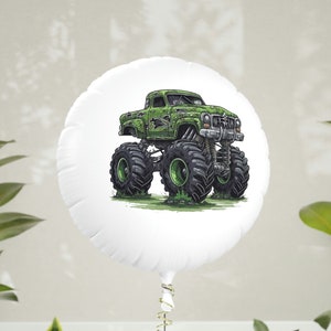Green Monster Truck Mylar Helium Balloon , Monster Truck Birthday Balloon ( Green)