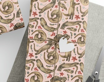 Sea Otters Wrapping Paper Roll, Otter Wrapping Paper, Otter Gift Wrapping Paper, Otter Lover Gifts