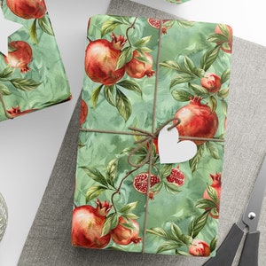 Carta da regalo al melograno, Rotolo di carta da regalo per regali di melograno, Rotolo di carta da regalo per regali di Natale al melograno