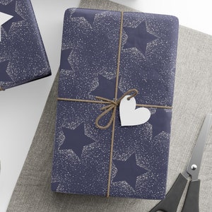 Carta da regalo a forma di stelle di Natale, rotolo di carta da regalo a forma di stelle, rotolo di carta da regalo per regali di Natale, rotolo di carta da regalo a forma di stelle