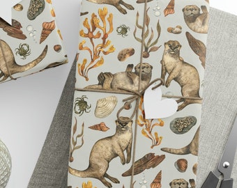 Otter Wrapping Paper Roll, Sea Otter Gift Wrapping Paper, Otter Birthday Gift Wrapping Paper, Otter Gifts