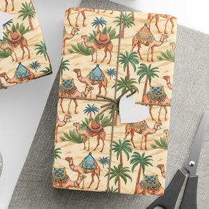 Carta da regalo per regali di compleanno con cammello, rotolo di carta da regalo con cammello, regali con cammello