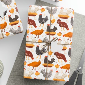 Carta da regalo con pollo e pulcini, carta da regalo con galline e pulcini, rotolo di carta da regalo con polli