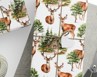 Wild Deer Geschenkpapier, Hirsch Geschenkpapier, Wild Deer Weihnachtsgeschenkpapier