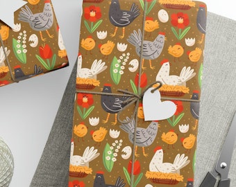 Rollo de papel de regalo con forma de pollo, Regalos de pollo, Rollo de papel de regalo para cumpleaños con forma de pollo