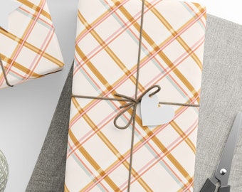 Plaid Gift Wrapping Papers, Pastel Plaid Gift Wrapping Paper Roll, Pastel Plaid Birthday Gift Wrapping Paper Roll