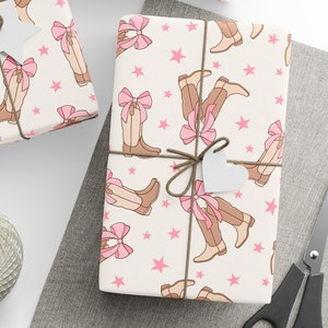 Coquette Cowgirl Boots Gifting Papers, Coquette Gifts, Rotolo di carta da regalo Cowgirl Boots
