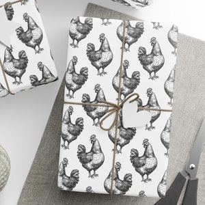 Carte da regalo per pollo, rotolo di carta da regalo per regali di pollo, rotolo di carta da regalo per regali di compleanno di pollo