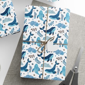 Carte da regalo per bambini balena, rotolo di carta da regalo balena, carta da regalo per compleanno balena