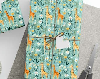 Giraffe Wrapping Paper Roll, Giraffe Birthday Gift Wrapping Paper, Giraffe Party Gift Wrapping Paper