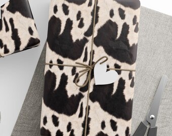 Papel de regalo con vacas en blanco y negro, rollo de papel de regalo con vacas, rollo de papel de regalo para regalos de cumpleaños con temática de vacas