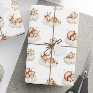 Carta da regalo per cuccioli di animali, carta da regalo per cuccioli di animali che dormono, rotolo di carta da regalo per baby shower