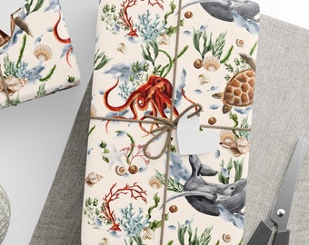 Underwater Wrapping Papers, Sea Animals Wrapping Paper, Sea Animals Gifts, Marine Gifts