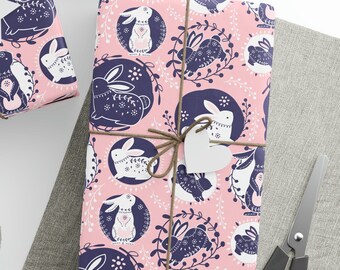 Tribal Bunny Wrapping Paper, Bunny Wrapping Paper, Rabbit Wrapping Paper, Bunny Birthday GIft Wrapping Paper, Rabbit BIrthday Wrap Paper