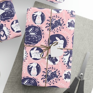 Tribal Bunny Wrapping Paper, Bunny Wrapping Paper, Rabbit Wrapping Paper, Bunny Birthday GIft Wrapping Paper, Rabbit BIrthday Wrap Paper