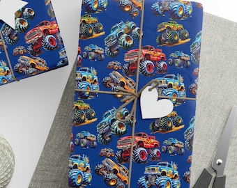 Monster Truck Birthday Wrapping Paper, Monster Truck Wrapping Paper, Monster Truck Gifts Wrapping Paper