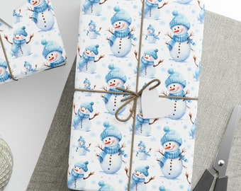 Snowman Wrapping Paper Roll, Cute Snowman Gift Wrapping Paper, Snowman Gifts, Christmas Snowman Wrapping Paper