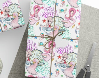 Mermaid Wrapping Paper Roll, Mermaid Birthday Party Gift Wrapping Paper, Mermaid Gifts