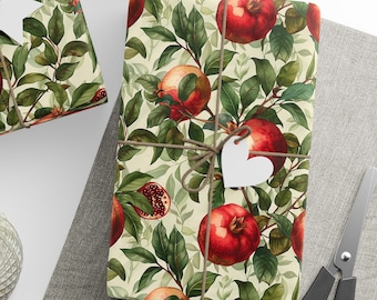 Vintage Pomegranate Wrapping Papers, Vintage Christmas Pomegranate Gifts Wrapping Paper Roll, Pomegranate Gifts Wrapping Paper