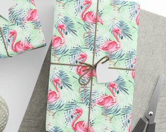 Flamingo Wrapping Paper, Flamingo Birthday Gift Wrapping Paper, Flamingo Gifts, Tropical Wrapping Paper