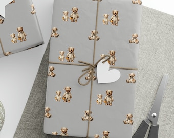 Bear Wrapping Paper, Sleeping Teddy Bear Wrapping Paper, Teddy Bear Gifts, Teddy Bear Birthday Gift Wrapping Paper