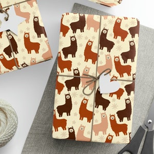Llama Wrapping Paper, Cute Llamas Gift Wrapping Paper, Christmas Llama Gift Wrapping Paper Roll