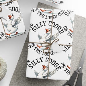 Carte da regalo d'oca, Silly Goose on the Loose Gifts Rotolo di carta da regalo, Silly Goose Regali per feste di compleanno Rotolo di carta da regalo