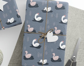 Swans Wrapping Paper Roll, Swans Birthday Gift Wrapping Paper, Swans Gifts