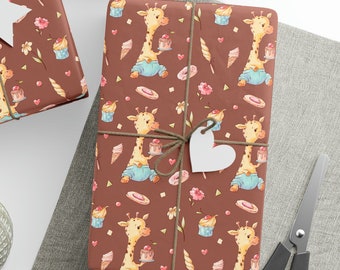 Giraffe Wrapping Paper Roll, Giraffe Gifts for Baby, Giraffe Birthday Wrapping Paper, Giraffe Gifts