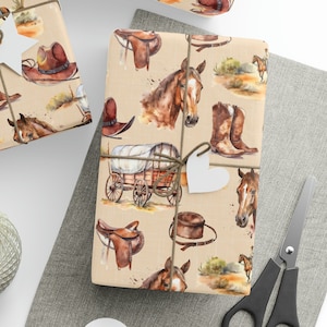 Rotolo di carta da regalo da cowboy, rotolo di carta da regalo da cowboy occidentale