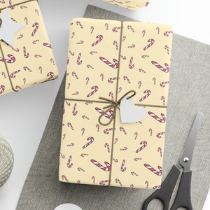 Candy Cane Wrapping Paper Roll, Candy Cane Pink Christmas Wrapping Paper Roll, Candy Cane Merry Christmas Wrapping Paper Roll