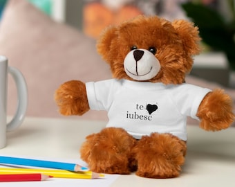 Te Iubesc / I Love You in Romanian/Moldovian Stuffed Animals with Tee, Moldova Gifts, Romania Gifts, Custom I Love You Gifts