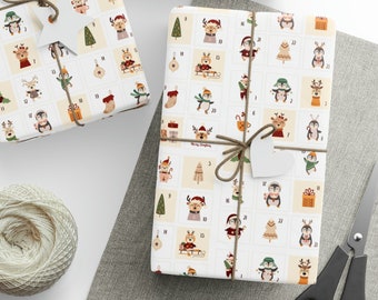 Advent Calendar Gift Wrapping Papers, Christmas Advent Calendar Gift Wrapping Paper