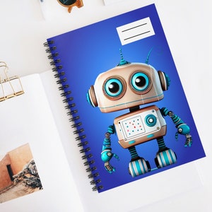 Robot Spiral Notebook - Ruled Line, Boy Robot Custom Gifts, Robot Notebook
