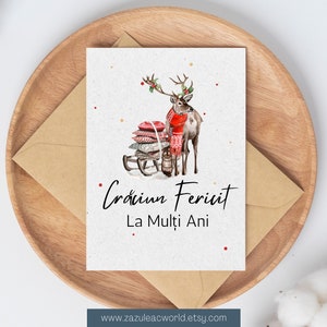 Craciun Fericit - Romanian / Moldovian Merry Christmas Printable Card, Craciun Fericit Printable Card, La Multi Ani Cerb Printable Card
