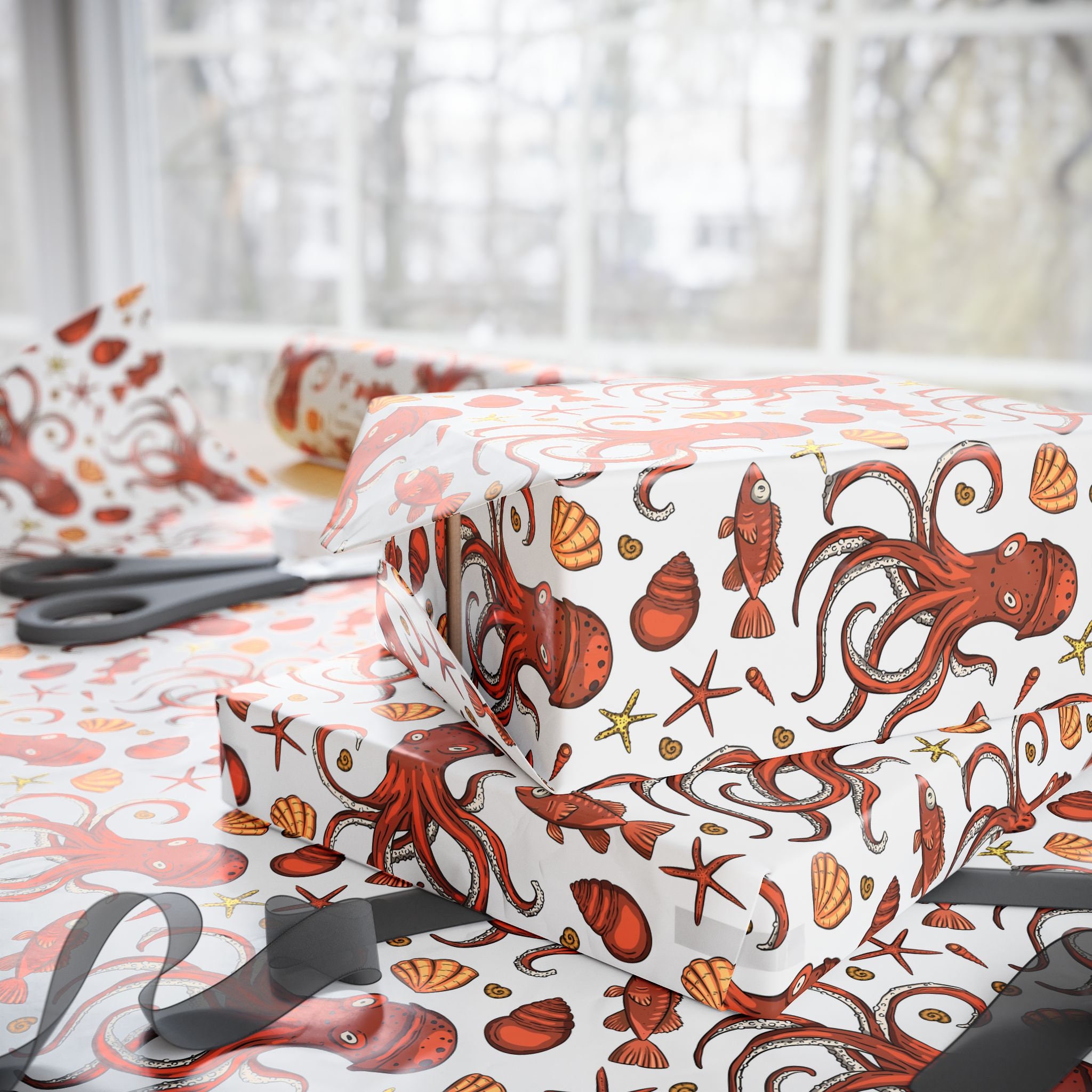 Octopus Wrapping Papers, Octopus Gifts Wrapping Paper Roll, Octopus ...