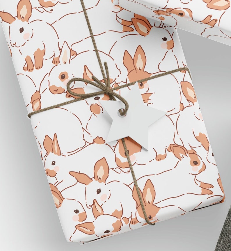 Bunny Rabbit Wrapping Paper Roll, Rabbit Gifts, Bunny Wrapping Paper ...