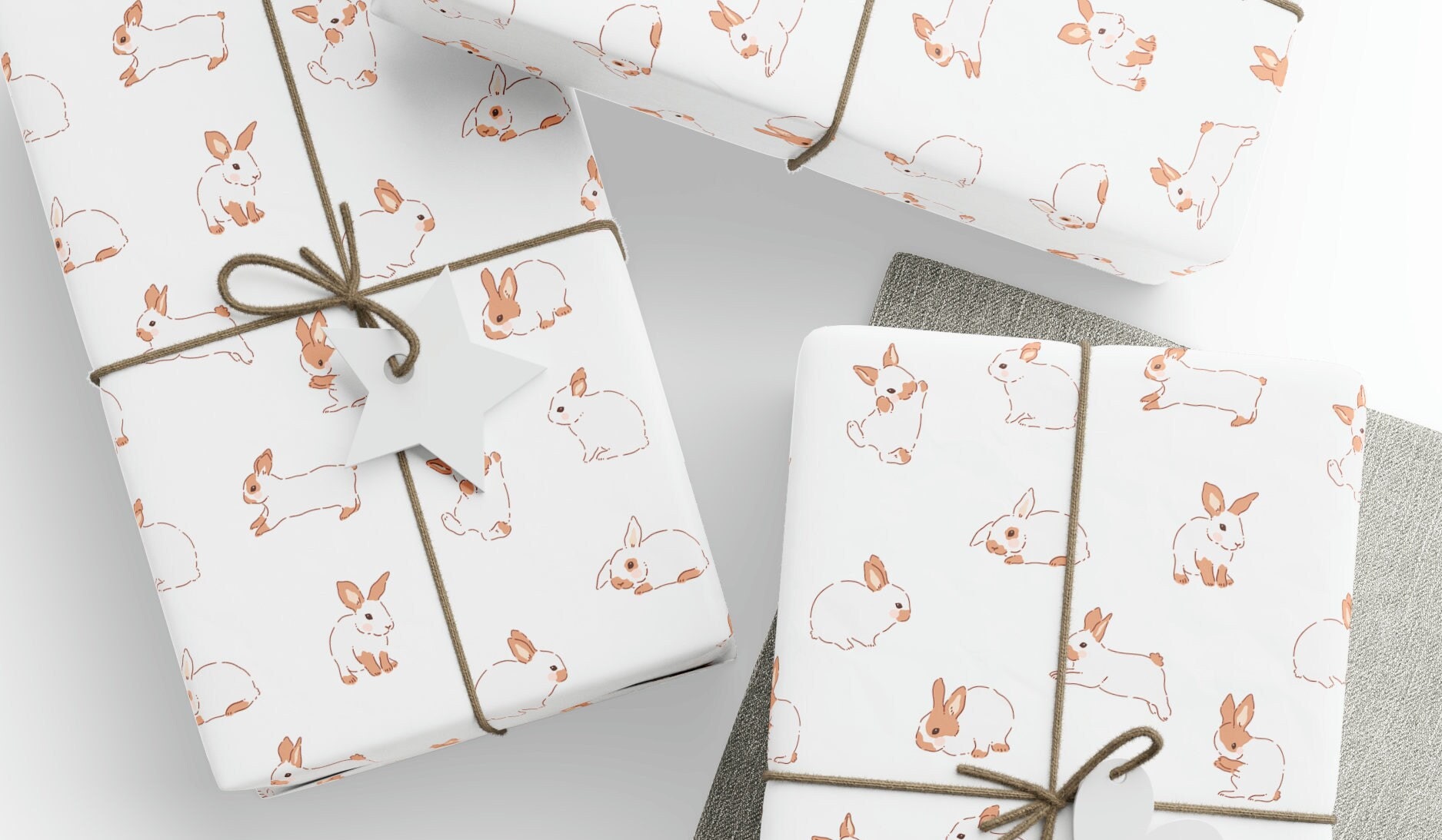 Bunny Wrapping Paper Roll, Rabbit Wrapping Paper, Bunny Rabbit Birthday ...